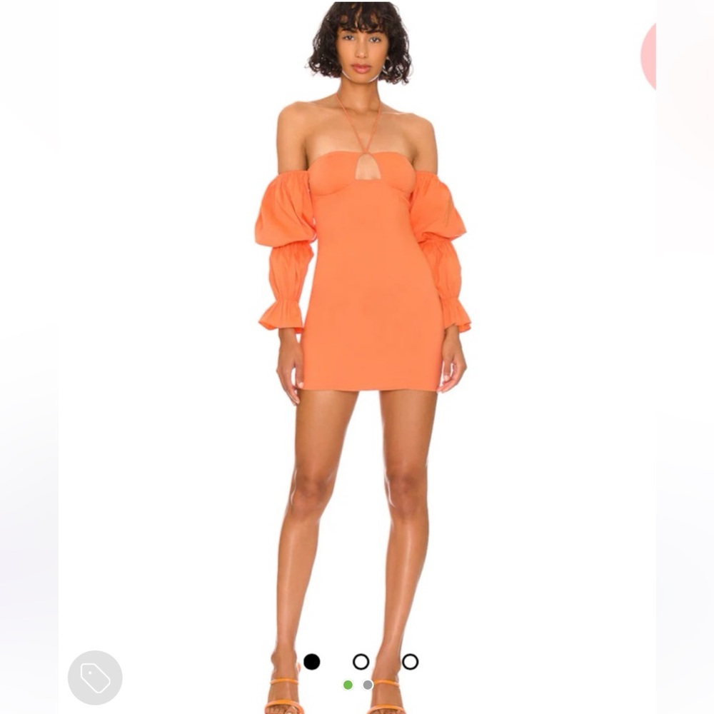 REVOLVE Orange Off the Shoulder Puff Sleeve Mini Dress